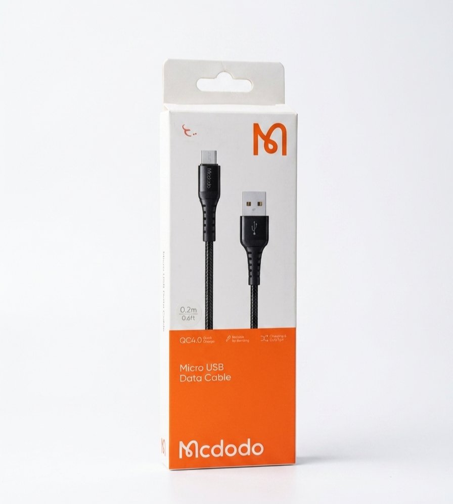 خرید کابل تبدیل USB به میکرو یو اس بی مک دودو Mcdodo با پشتیبانی از فست شارژ QC 4.0 (طول ۲۰ سانتی متر)