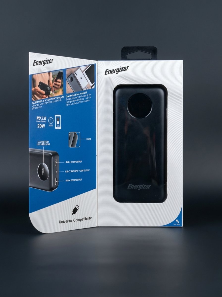 خرید پاوربانک انرجایزر Energizer ظرفیت ۱۰۰۰۰ میلی آمپر با نمایشگر LCD شارژ سریع 22.5 وات